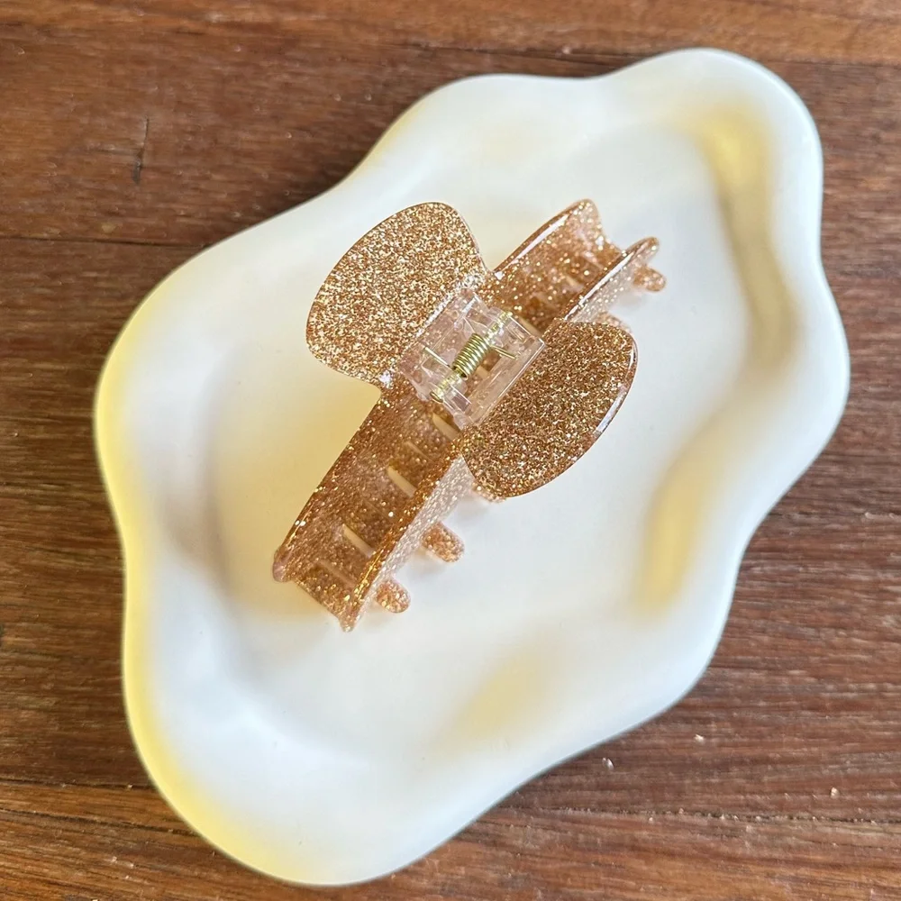 Champagne Acrylic Hair Claw Clip 4” Glitter Hair Clip Medium Claw Clip Stylish